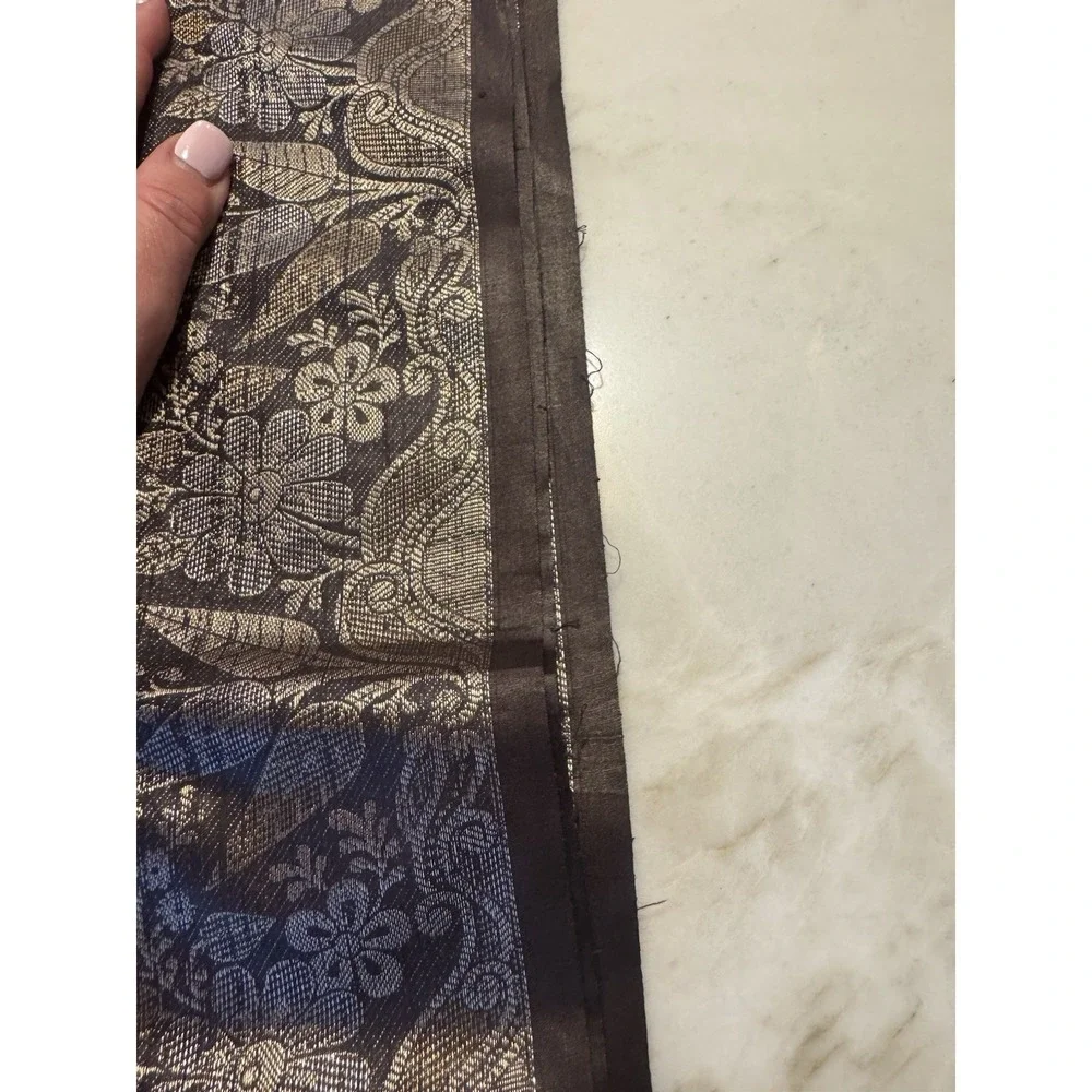 Vintage Bangladesh Deep Purple Gold Woven Decorative Textile Fabric Panel 45x84